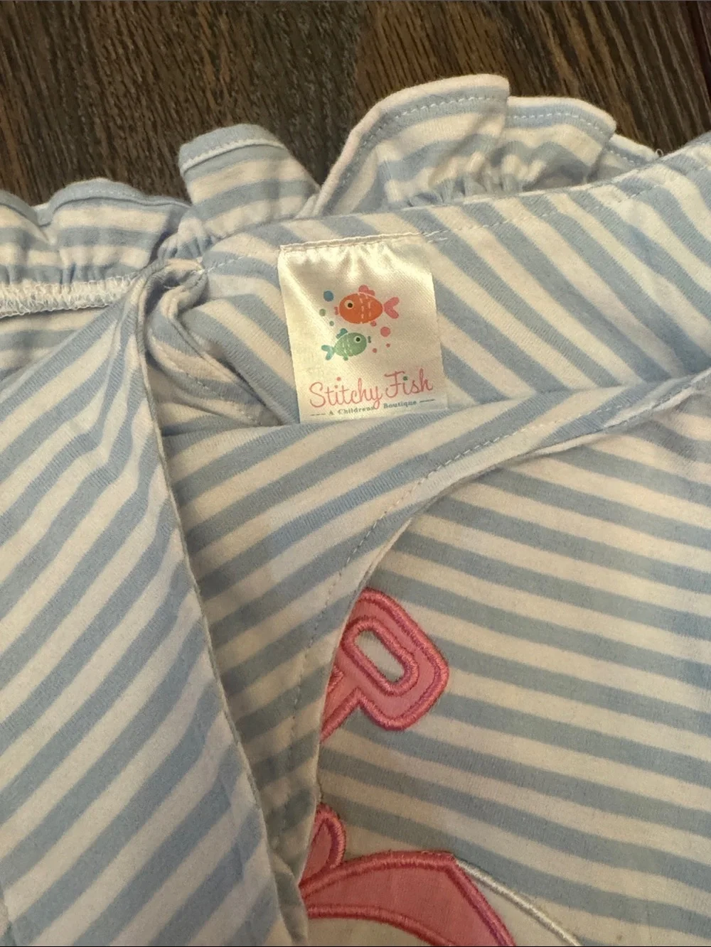 Kids Two-Piece stitchy fish Striped Beach Playset with Pink Shorts